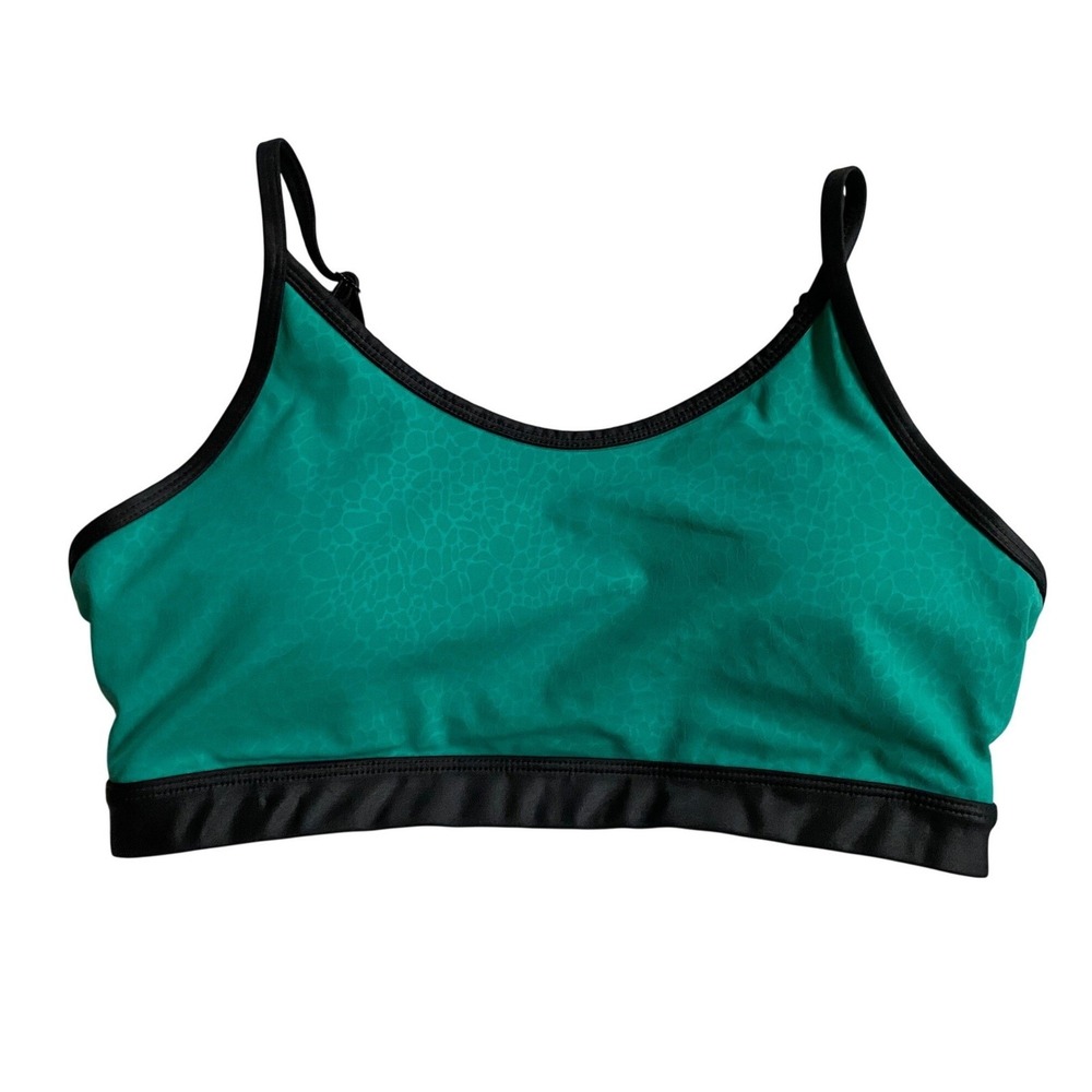 Zyia Active Teal Animal Print Sports Bra Crop Top Black Trim Adjustbl Straps XXL